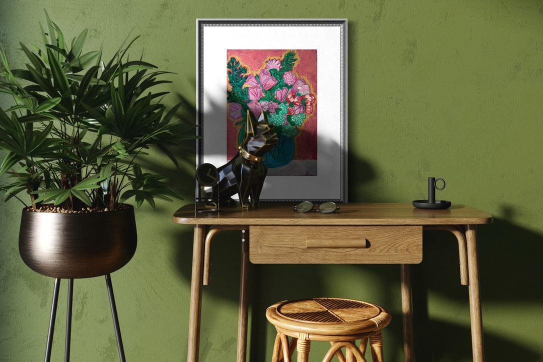 A Bouquet A Day Keeps The Docter Away Art Print | Maximalist Bold Wall Decor (A3 Instant Download)