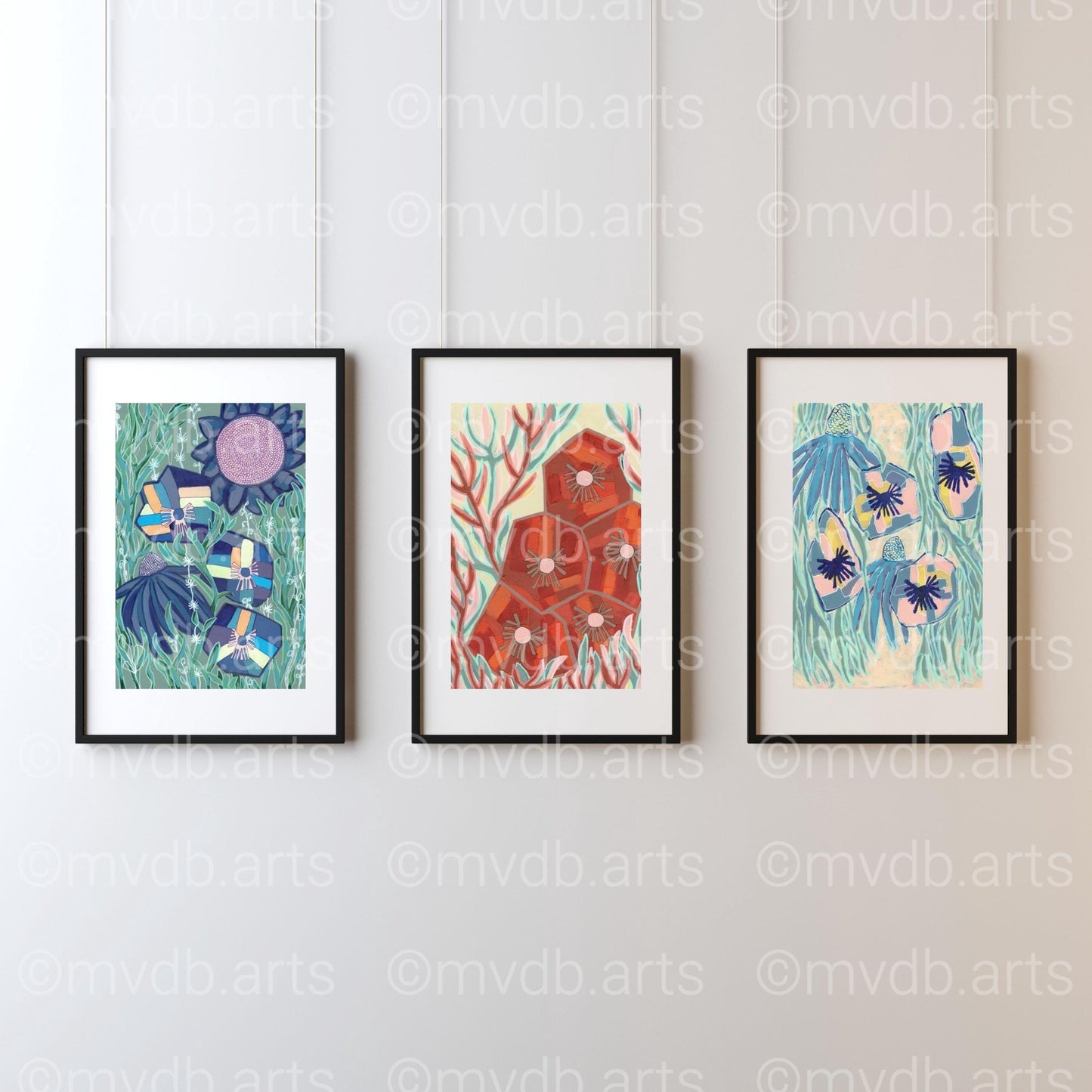 Techno Pansies Sage Green Floral Art Print | Maximalist Bold Wall Decor (A3 Instant Download)