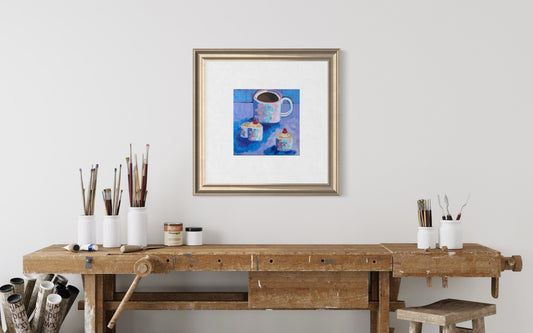 Coffee And Cake Art Print | Maximalist Bold Wall Decor (A3 Instant Download)