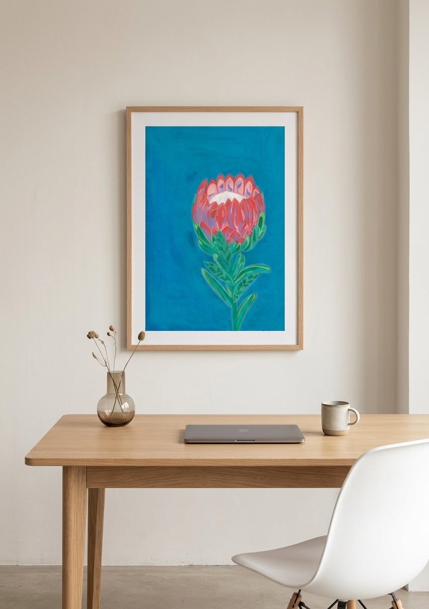 Protea Power Floral Art Print | Maximalist Bold Wall Decor (A3 Instant Download)