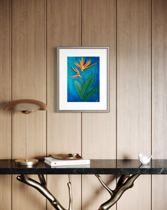 Birds Of Paradise Floral Art Print | Maximalist Bold Wall Decor (A3 Instant Download)