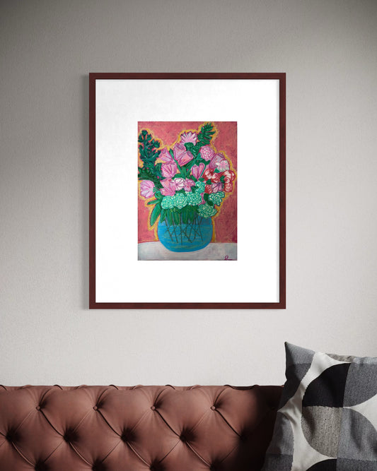 A Bouquet A Day Keeps The Docter Away Art Print | Maximalist Bold Wall Decor (A3 Instant Download)