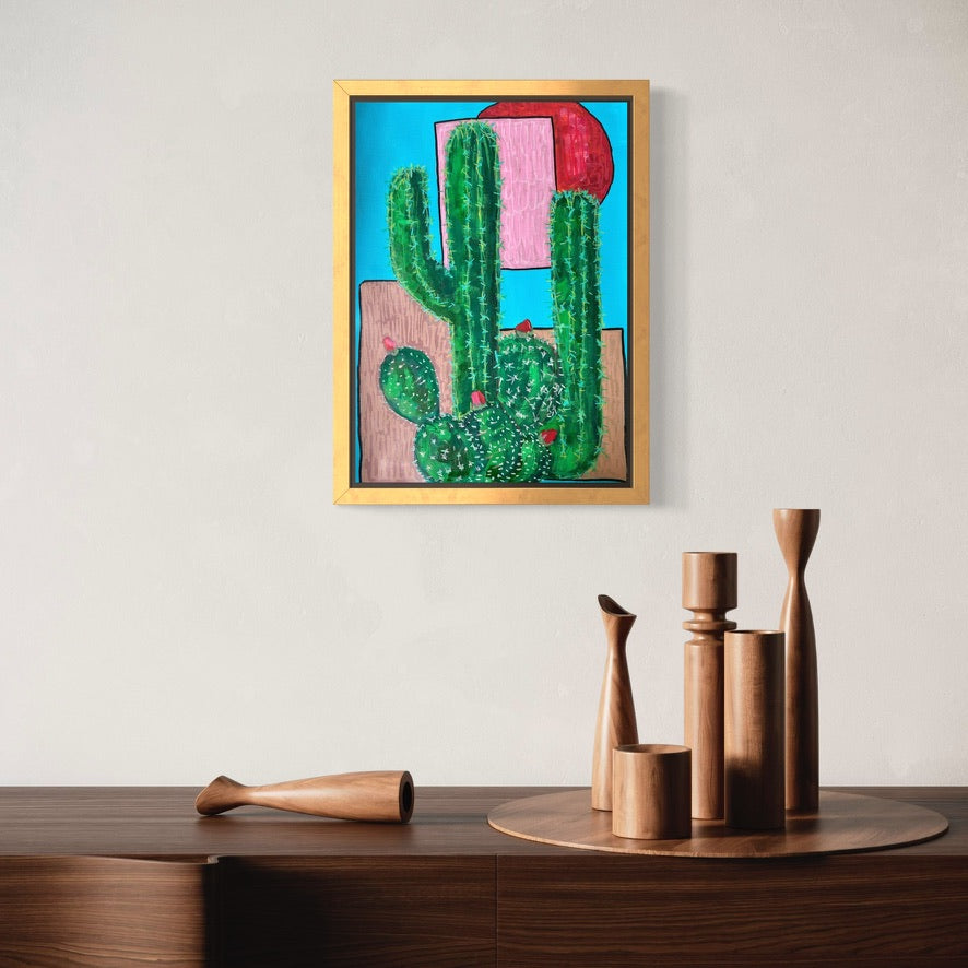 Cacti Sunset Art Print | Maximalist Bold Wall Decor (A3 Instant Download)