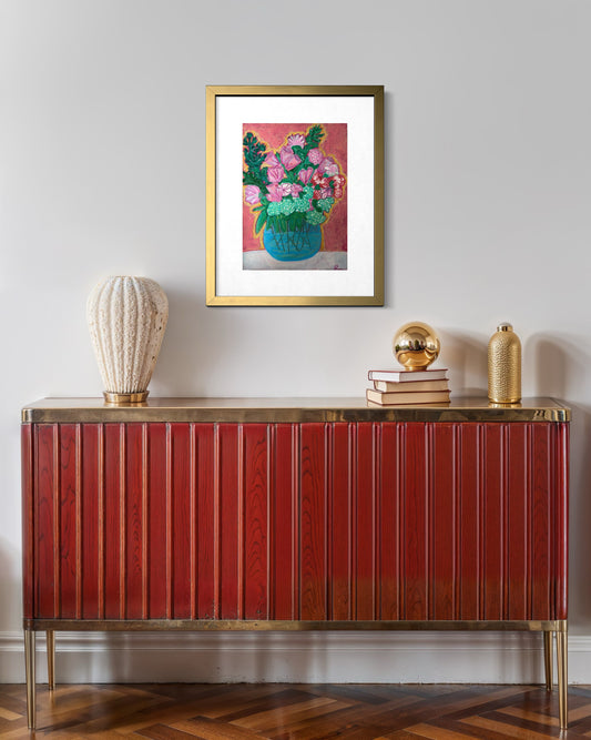 A Bouquet A Day Keeps The Docter Away Art Print | Maximalist Bold Wall Decor (A3 Instant Download)