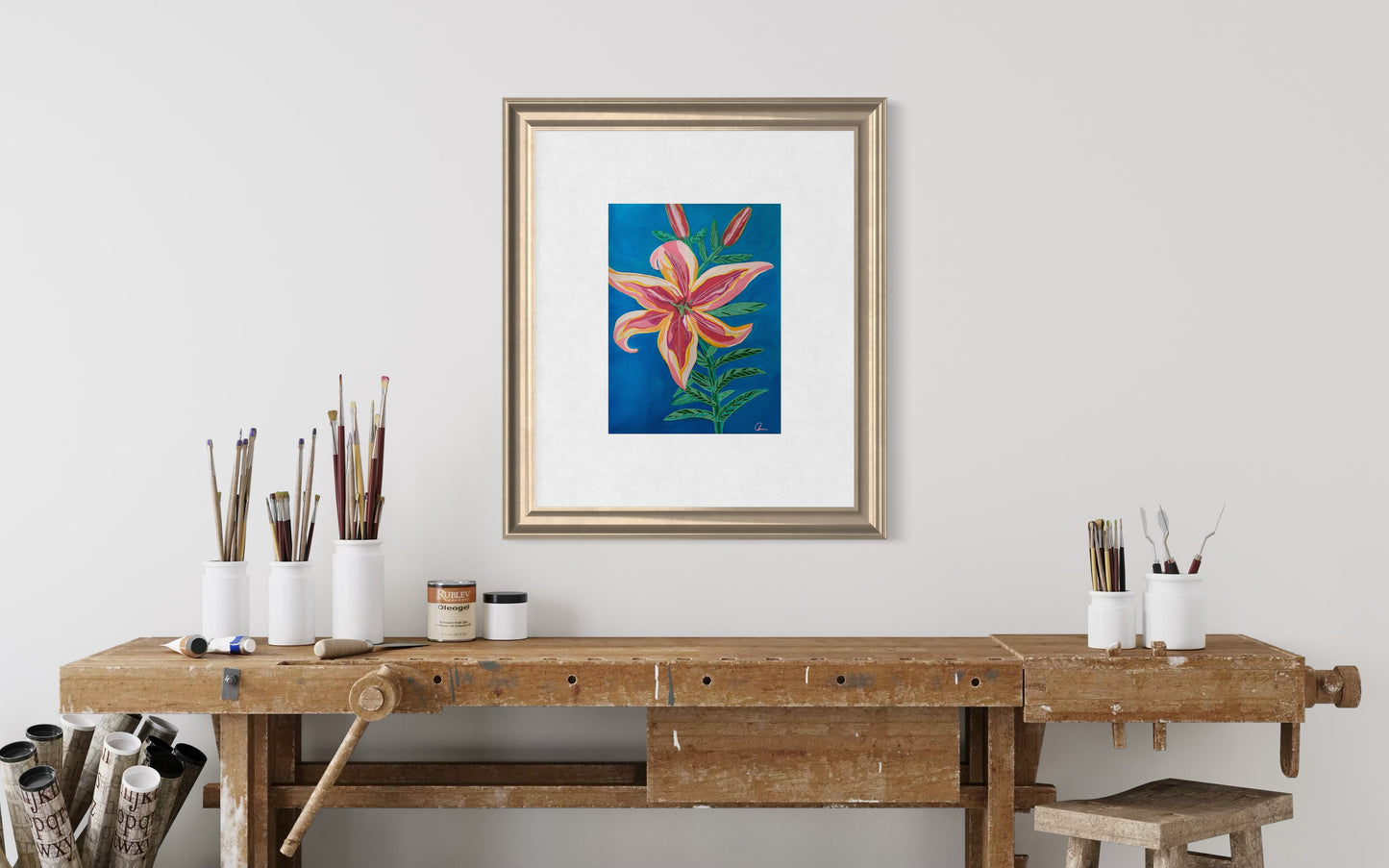 Electric Lily Floral Art Print | Maximalist Bold Wall Decor (A3 Instant Download)